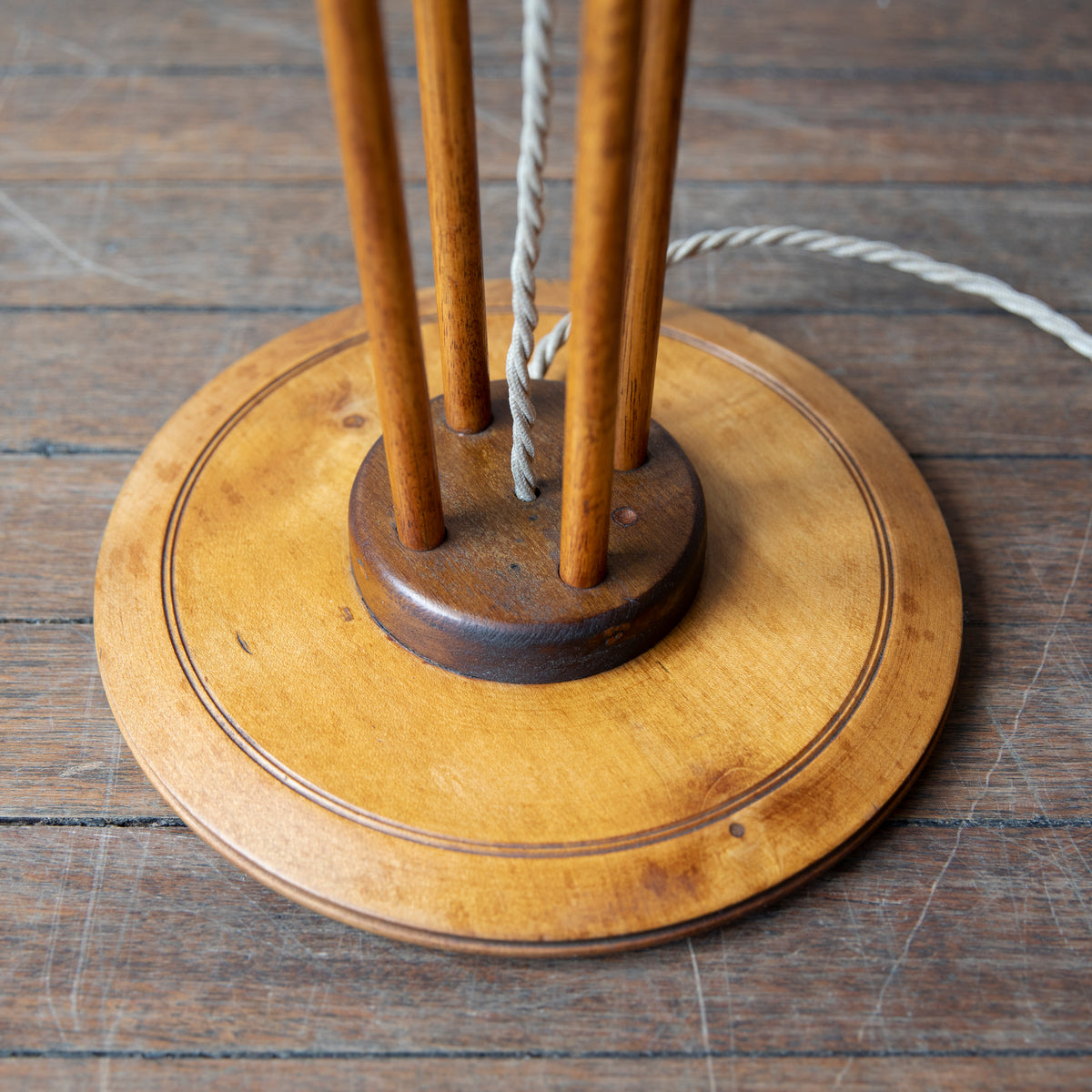 Unique Modernist Wooden Floor Lamp / England, C. 1951
