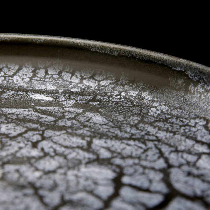 Massive Shallow Bowl / Black & White Glaze