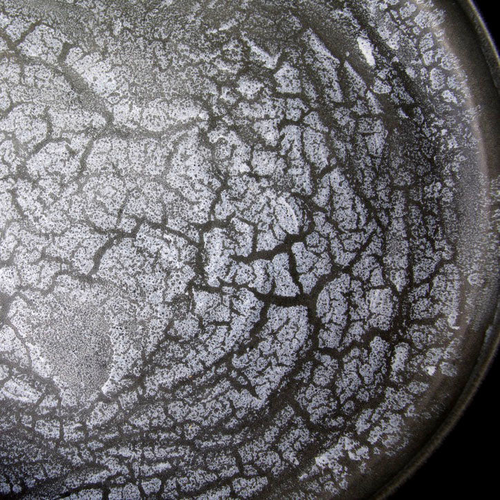 Massive Shallow Bowl / Black & White Glaze