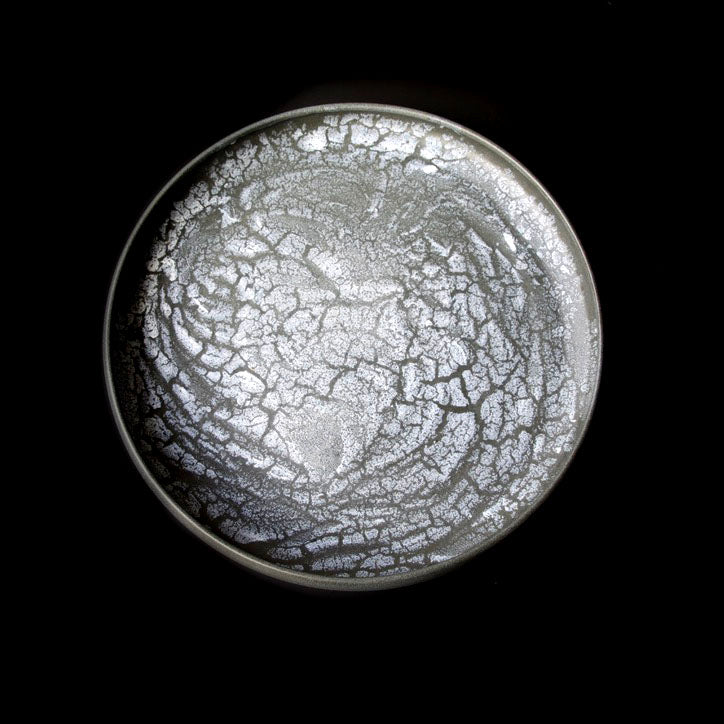 Massive Shallow Bowl / Black & White Glaze