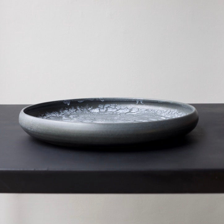 Massive Shallow Bowl / Black & White Glaze