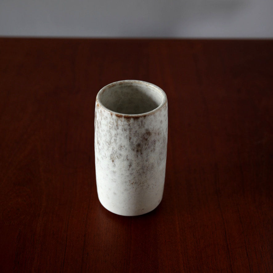 Brush Pot Vase / White & Mauve Glaze