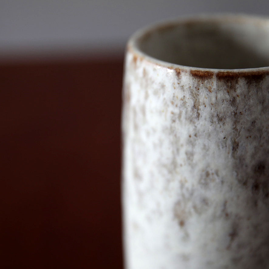 Brush Pot Vase / White & Mauve Glaze