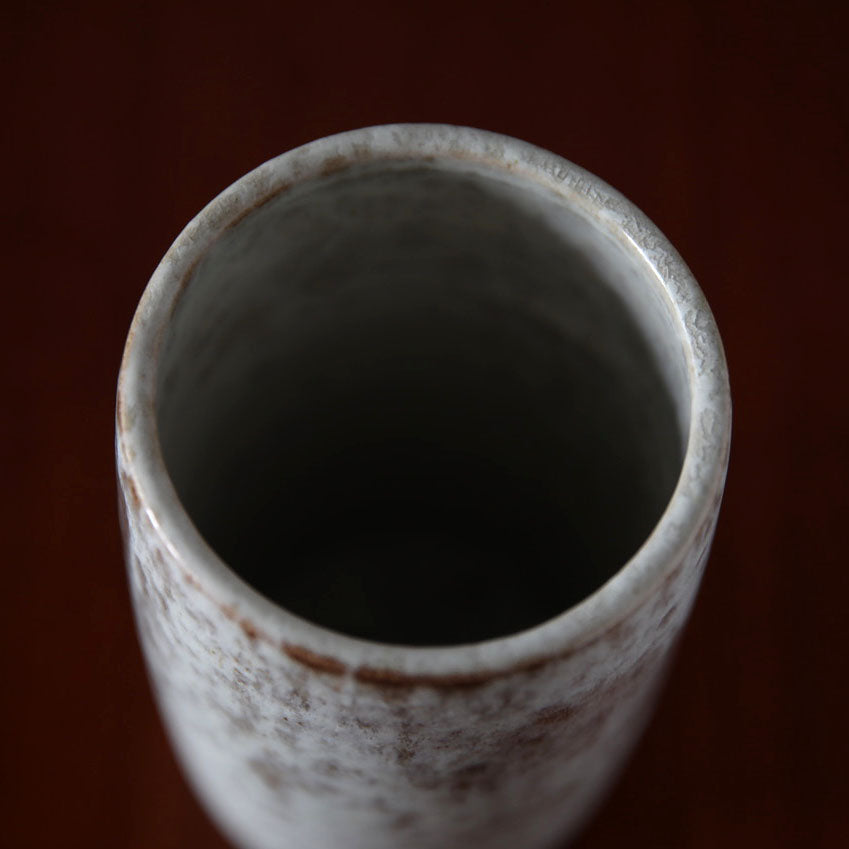 Brush Pot Vase / White & Mauve Glaze