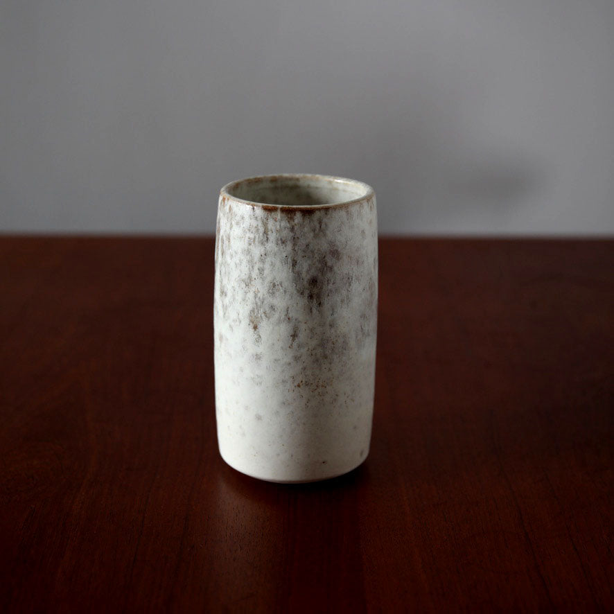 Brush Pot Vase / White & Mauve Glaze