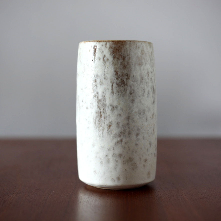 Brush Pot Vase / White & Mauve Glaze