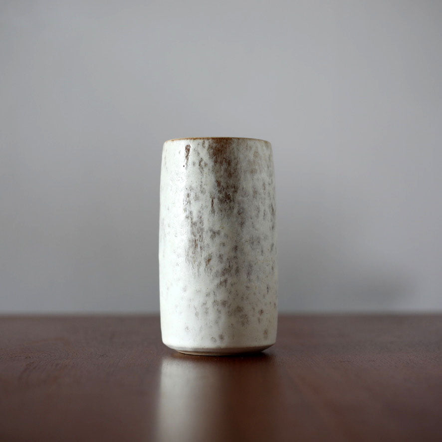 Brush Pot Vase / White & Mauve Glaze