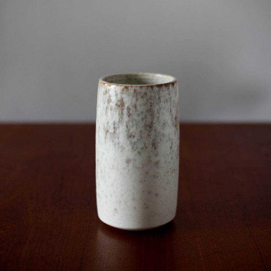 Brush Pot Vase / White & Mauve Glaze