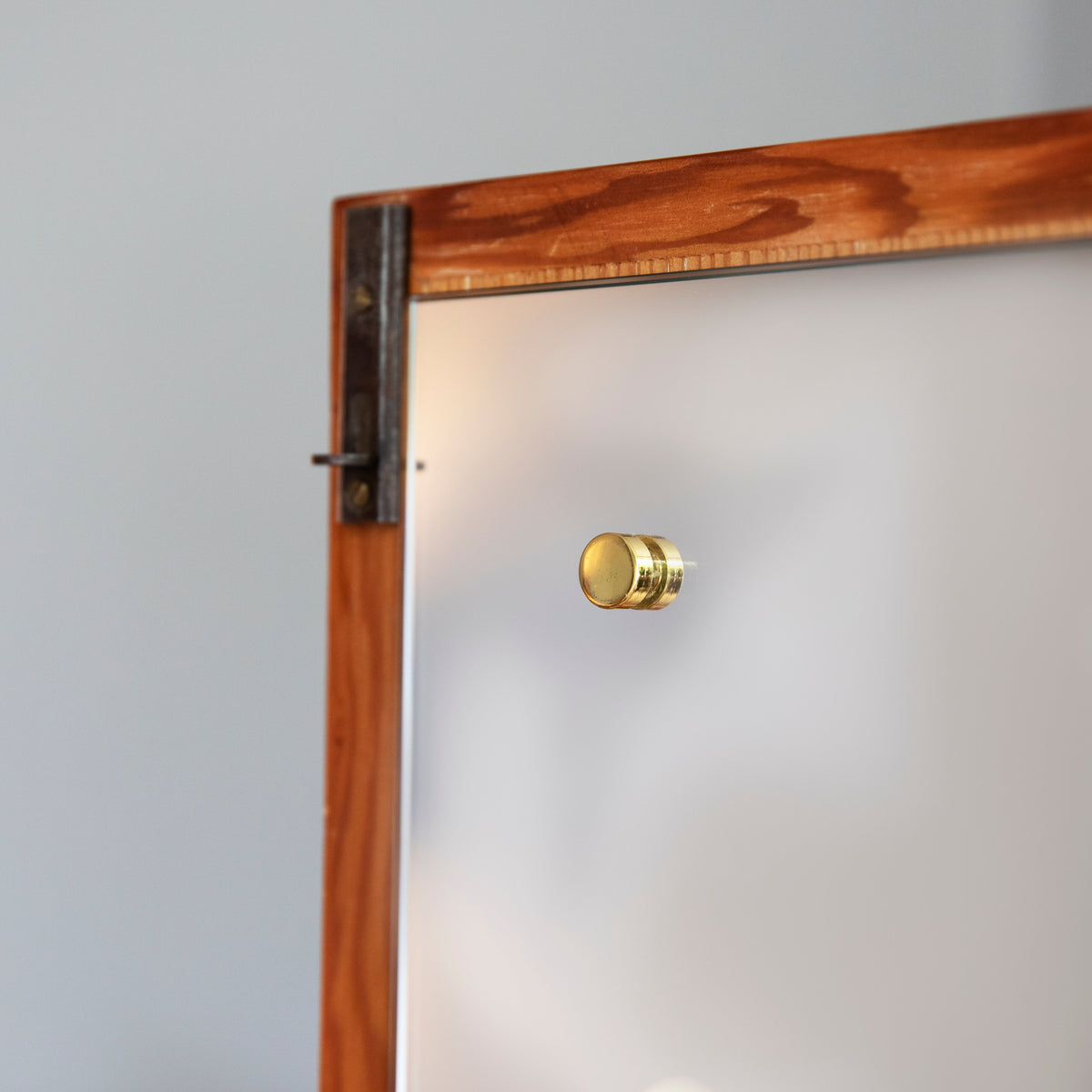 Oregon Pine & Brass Vanity Mirror Cabinet / Denmark, 1960s.
