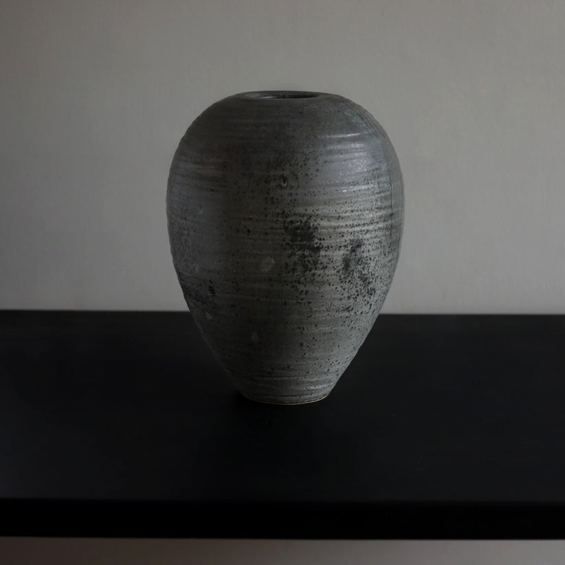 Textured Large Baluster Shaped Urn / Granite Glaze