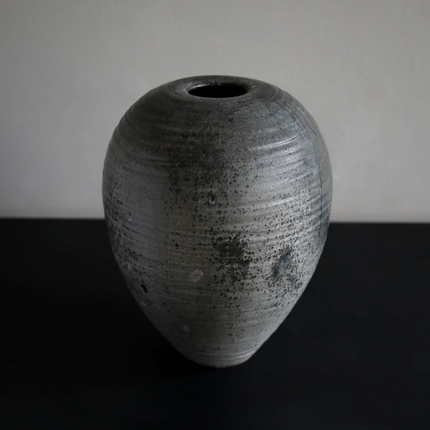 Textured Large Baluster Shaped Urn / Granite Glaze