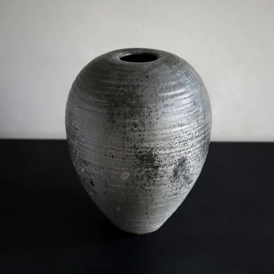 Textured Large Baluster Shaped Urn / Granite Glaze