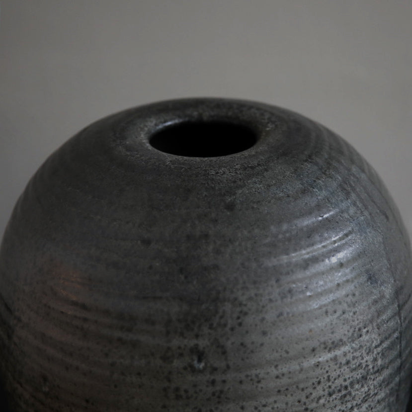 Textured Large Baluster Shaped Urn / Granite Glaze