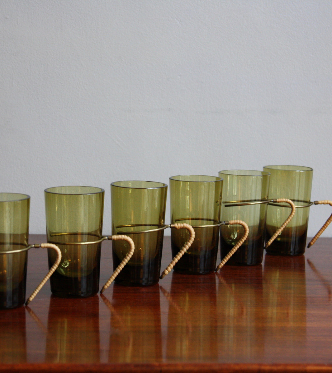 Set of Six Brass Handled Glasses / Carl Auböck