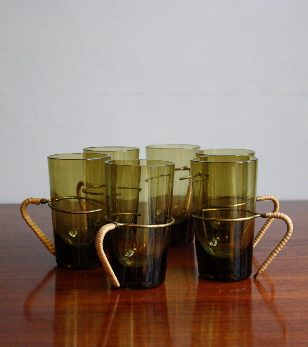 Set of Six Brass Handled Glasses / Carl Auböck