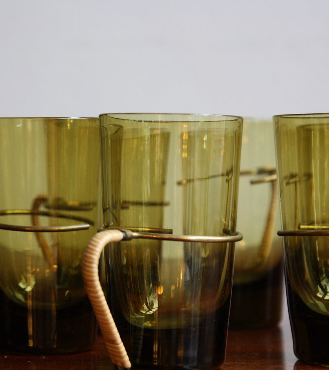 Set of Six Brass Handled Glasses / Carl Auböck