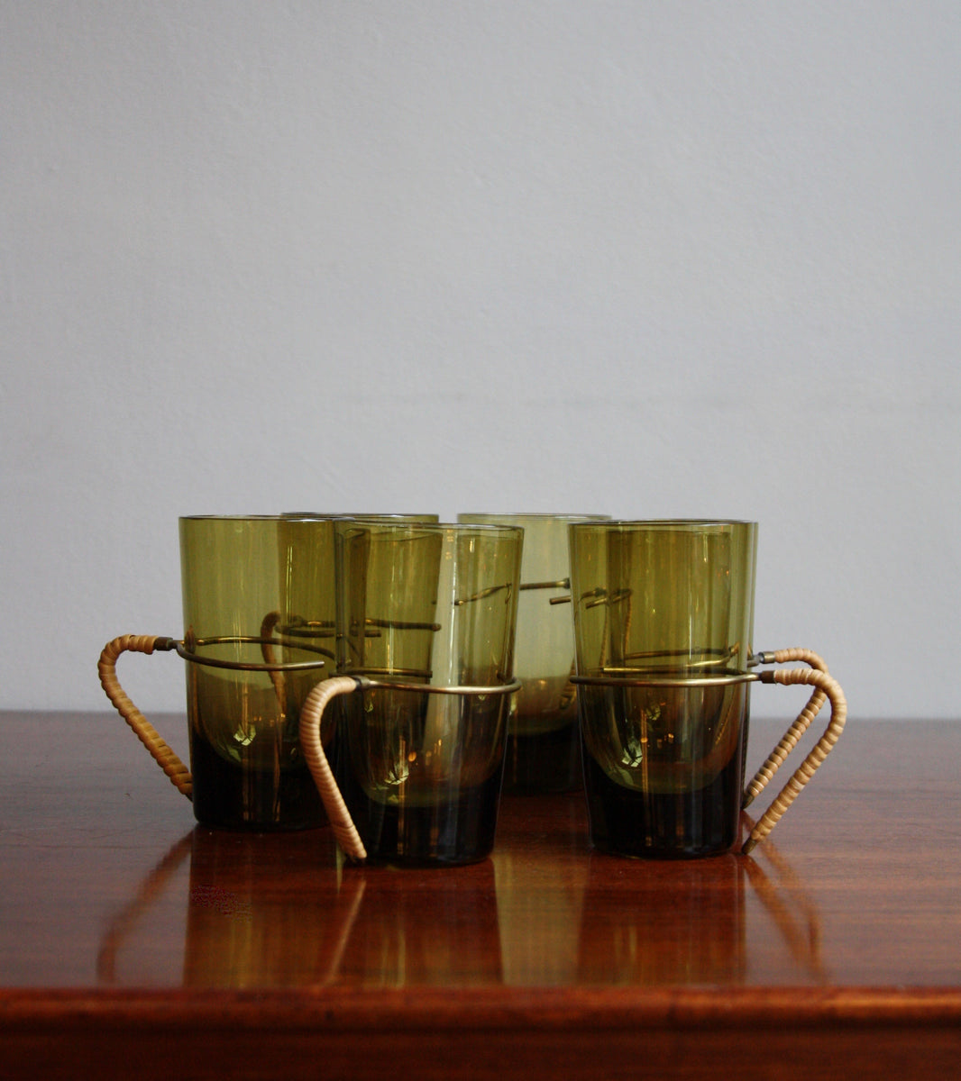 Set of Six Brass Handled Glasses / Carl Auböck