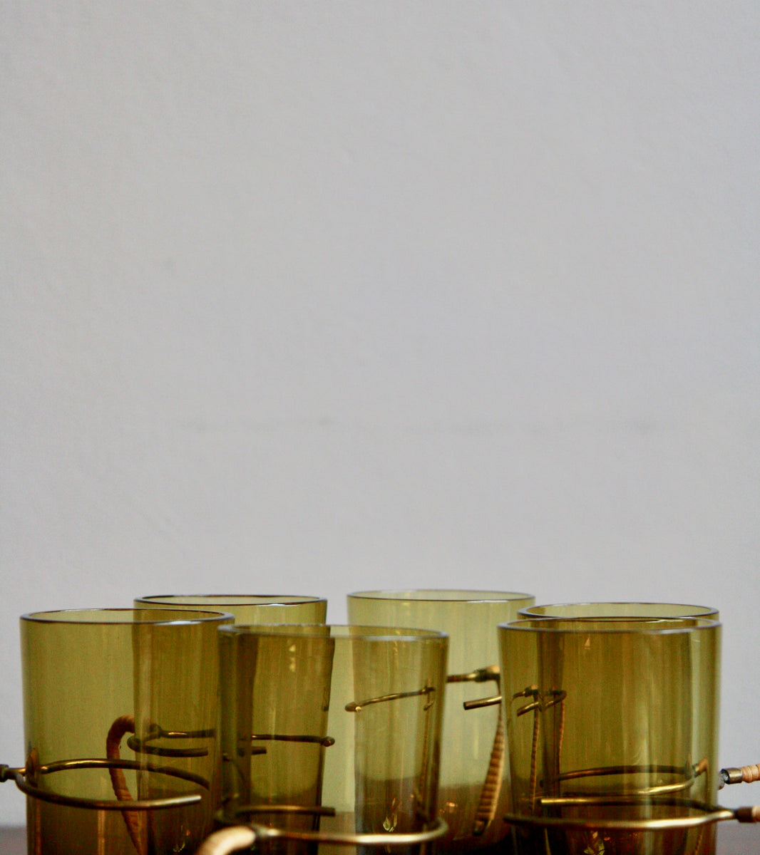 Set of Six Brass Handled Glasses / Carl Auböck