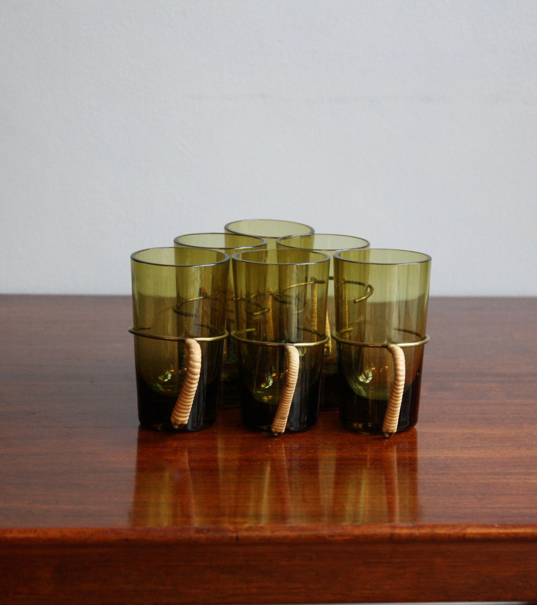 Set of Six Brass Handled Glasses / Carl Auböck