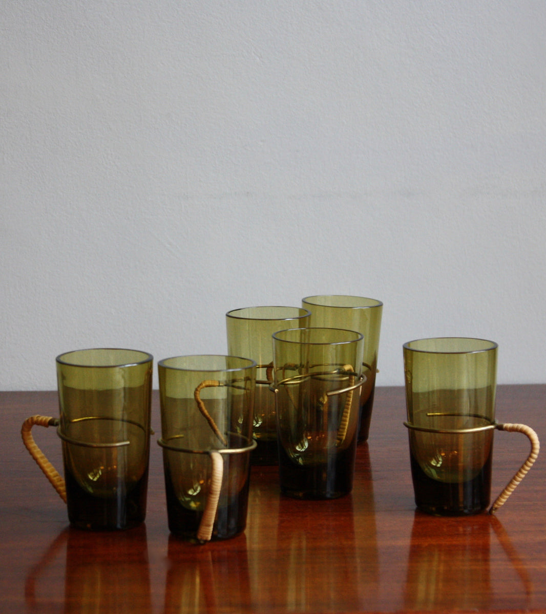 Set of Six Brass Handled Glasses / Carl Auböck