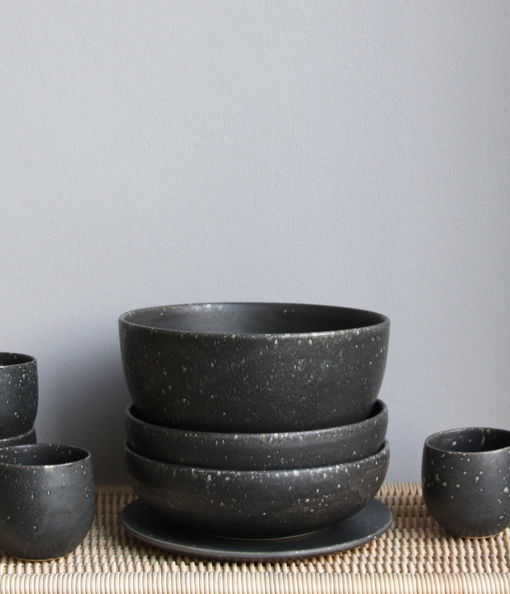 Large Deep Bowl / Black & White / Shape #12, Glaze F