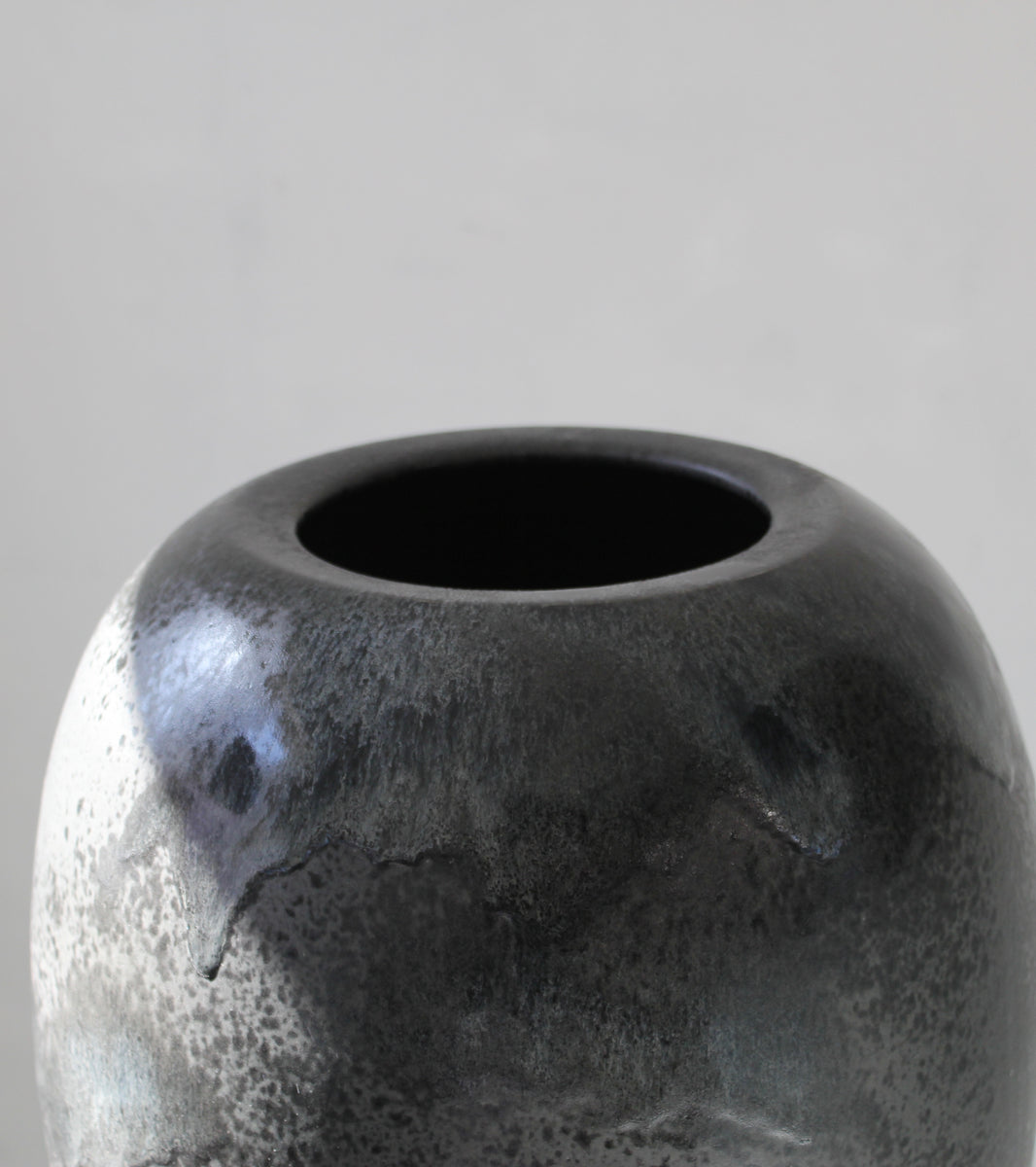 Substantial Bulbous Floor Vase <br> Black Glaze