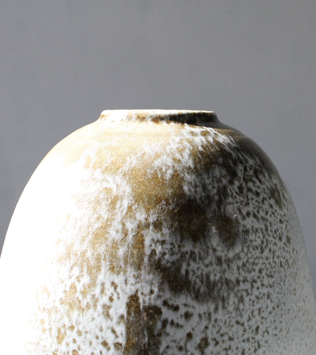 Enormous Torpedo Shaped Vase <br> White & Brown Glaze