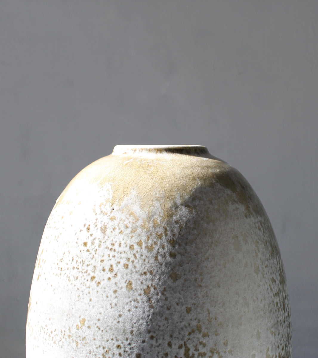 Enormous Torpedo Shaped Vase <br> White & Brown Glaze