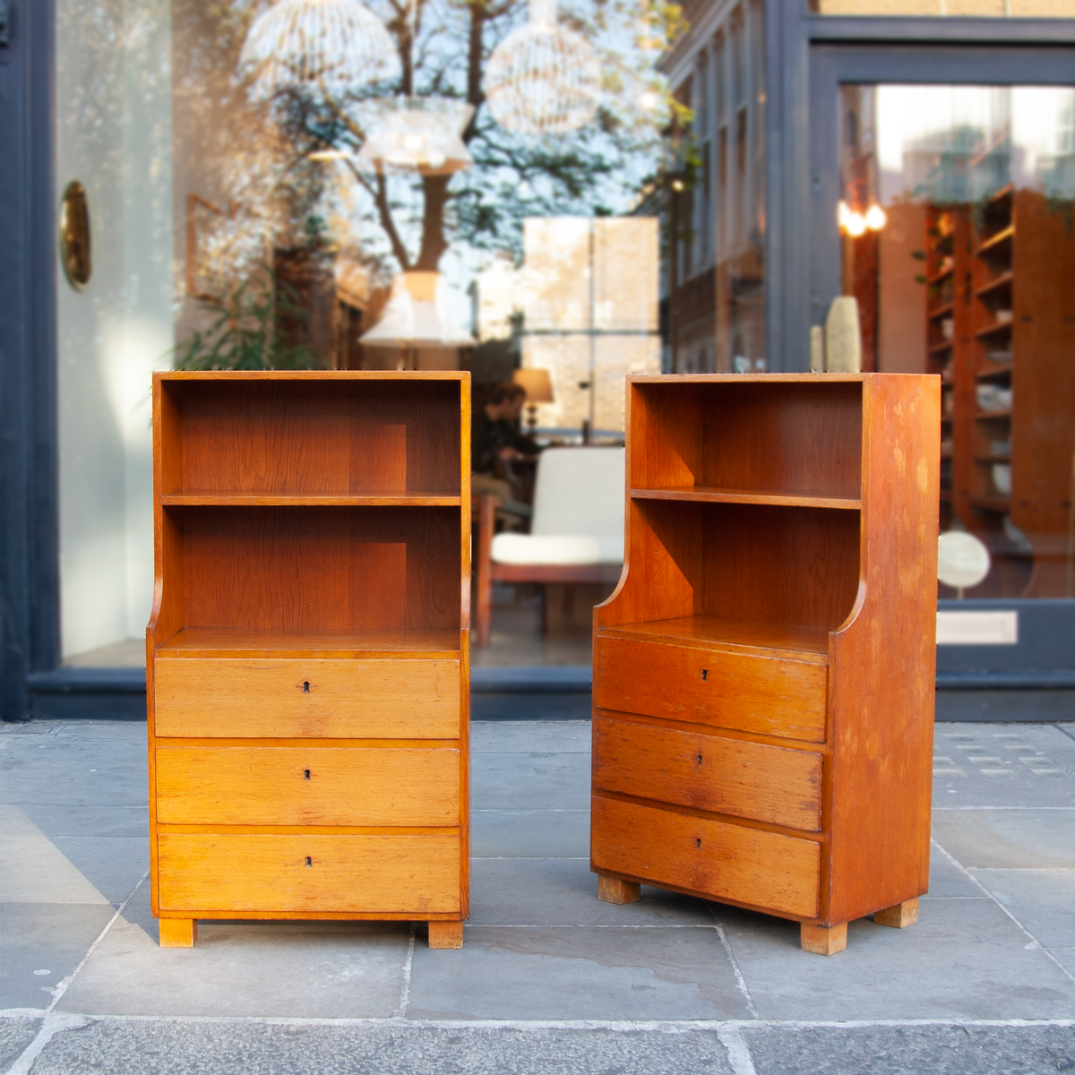 Pair of Oak Bedside Cabinets / Rud Rasmussens Snedkerier / Demark, 1930s