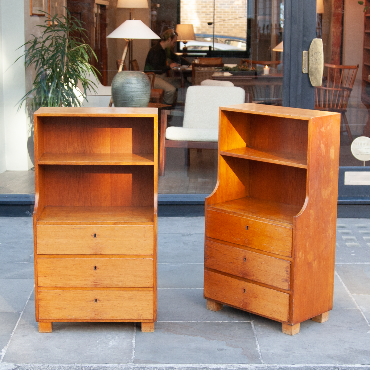Pair of Oak Bedside Cabinets / Rud Rasmussens Snedkerier / Demark, 1930s