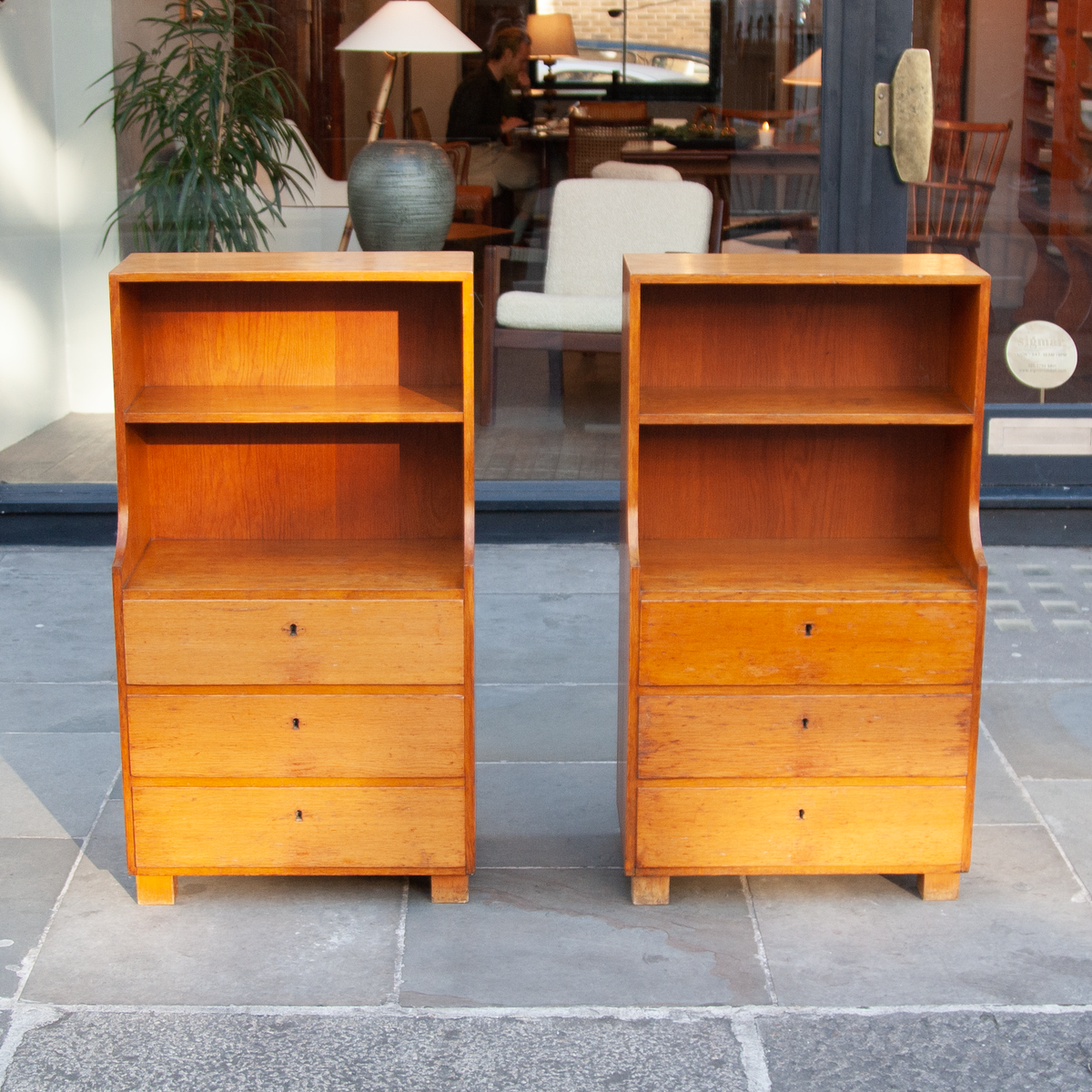 Pair of Oak Bedside Cabinets / Rud Rasmussens Snedkerier / Demark, 1930s