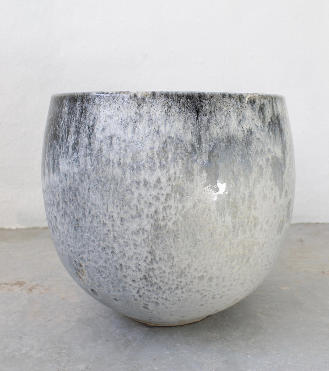 Large Planter <br> Stone & Blue Glaze
