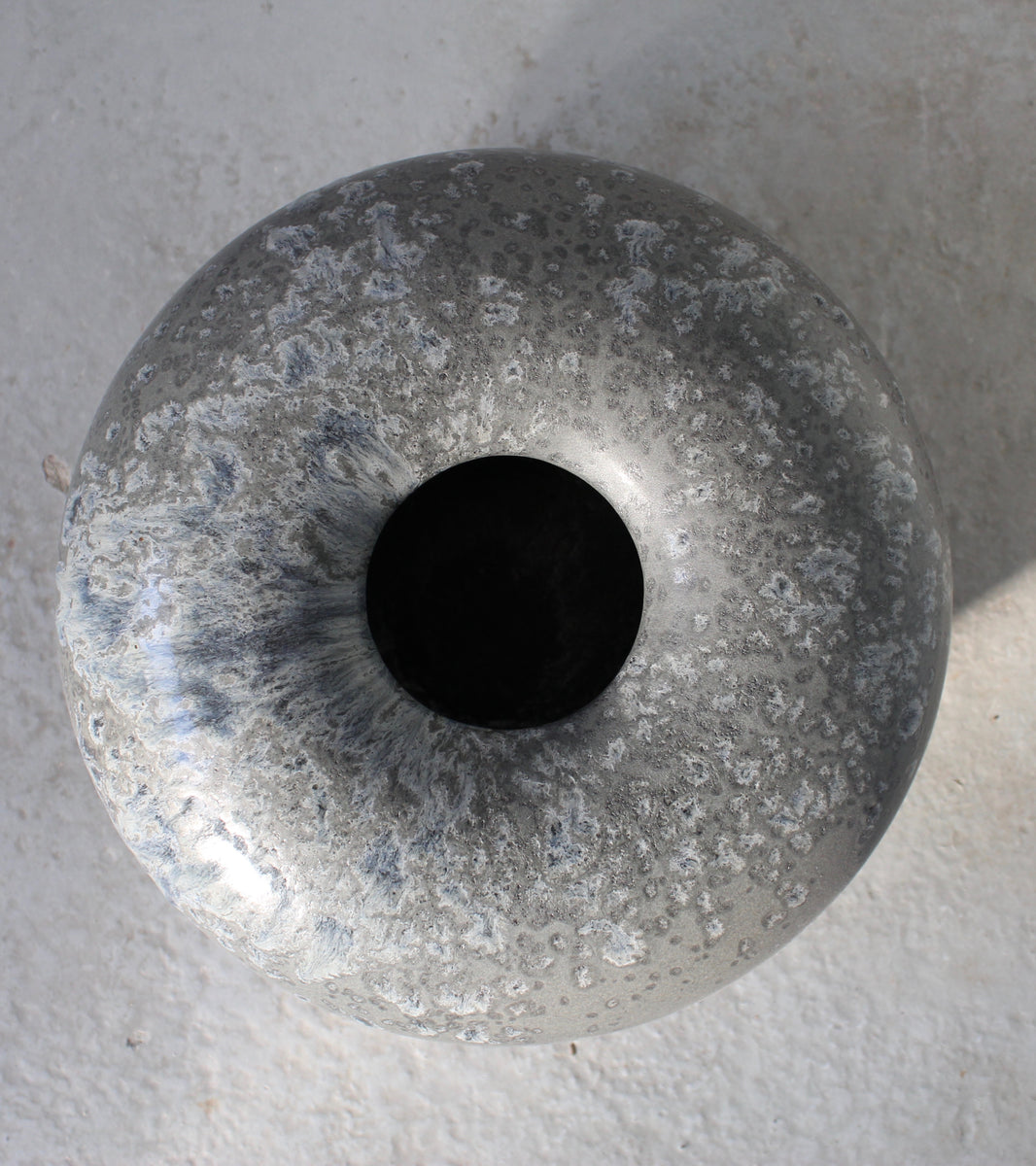 Doughnut Shaped Vase <br> Granite & Blue Glass Glaze