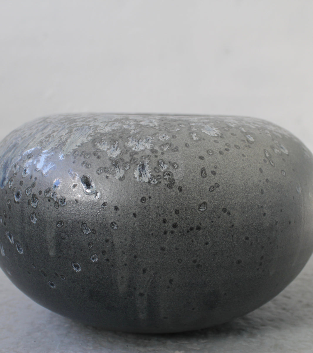 Doughnut Shaped Vase <br> Granite & Blue Glass Glaze