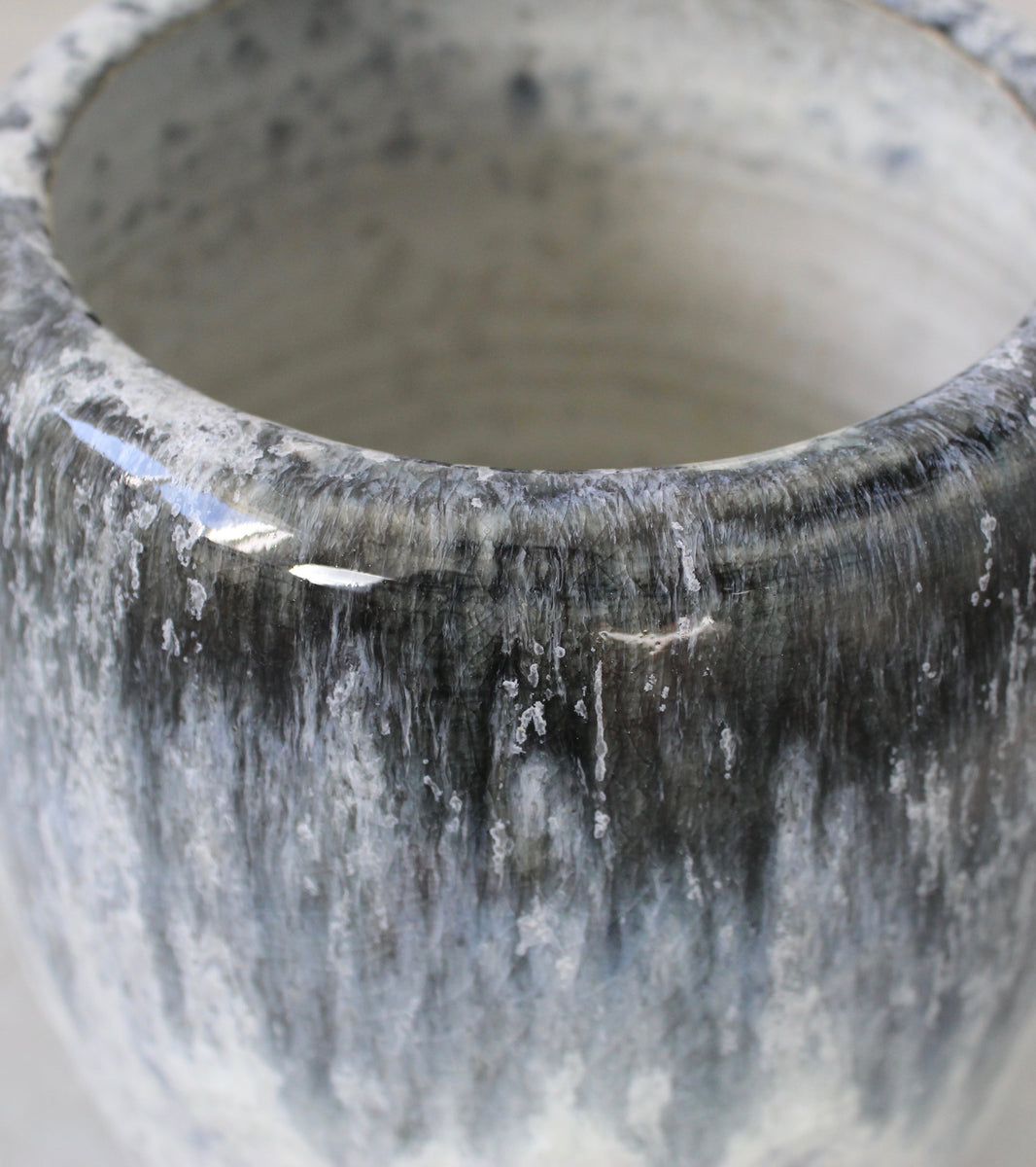 Tall Ovoid Vase <br> Deep Blue Glaze