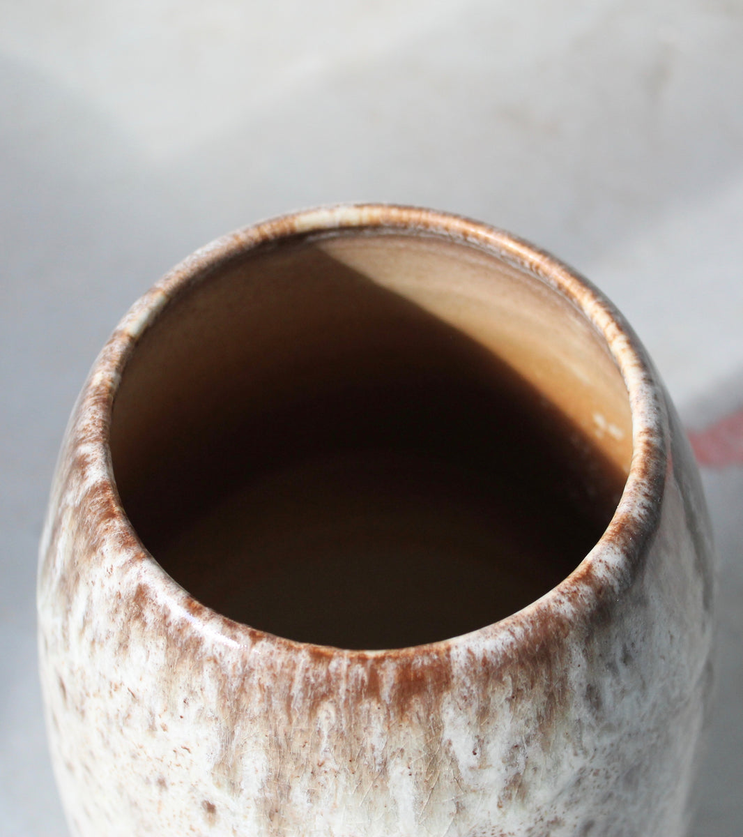 Conical Vase / White & Mauve Glaze