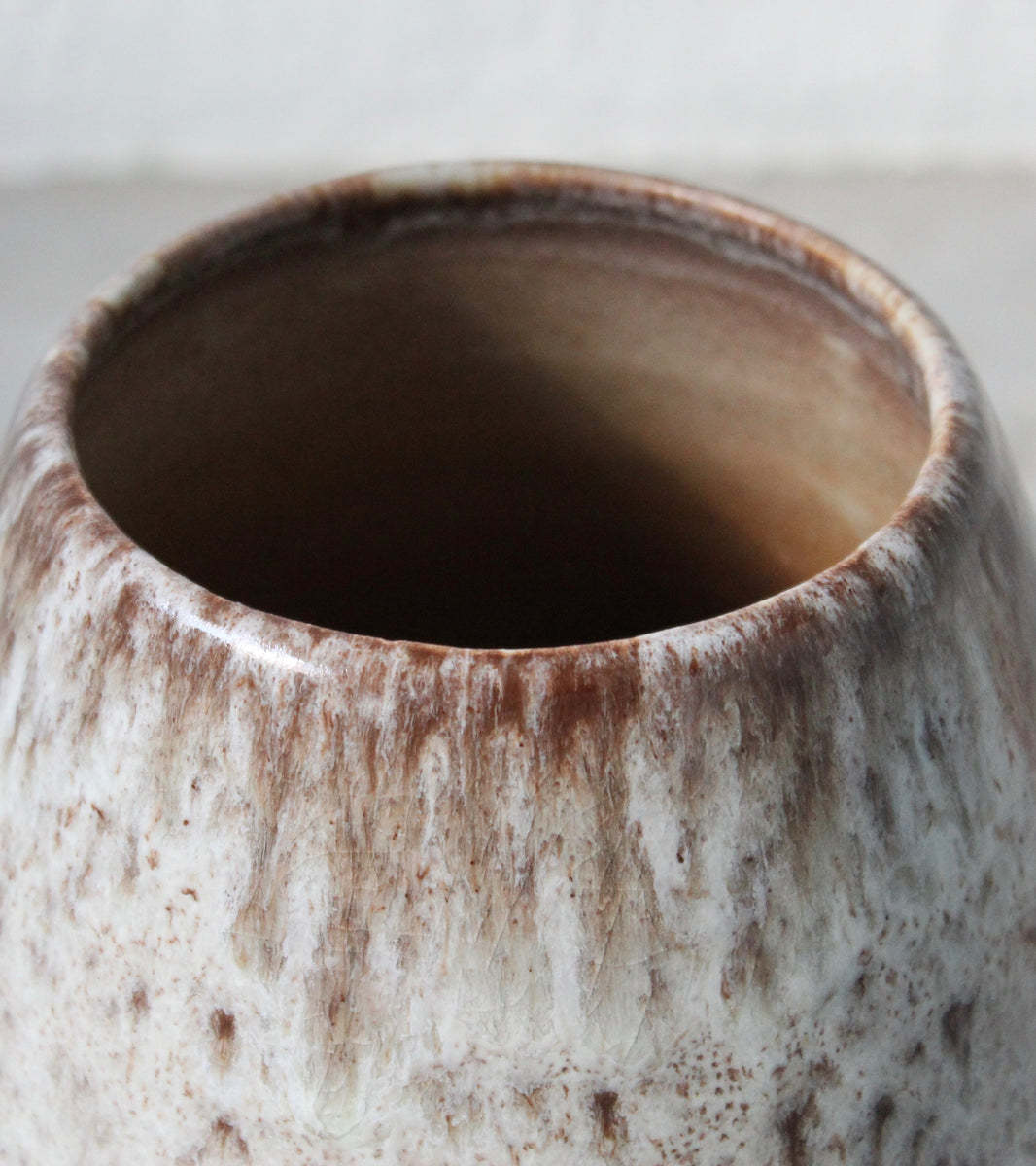 Conical Vase / White & Mauve Glaze