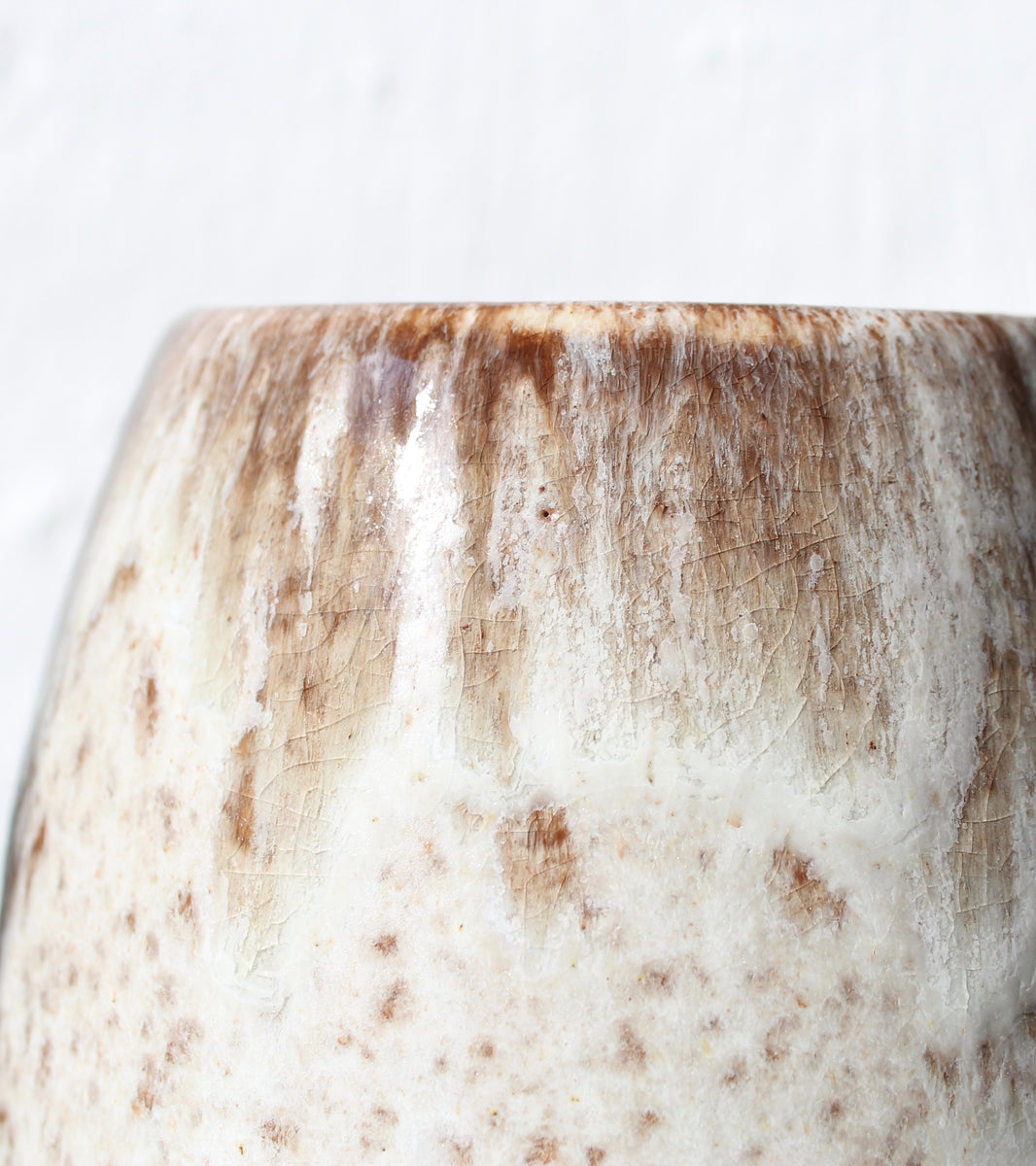 Conical Vase / White & Mauve Glaze