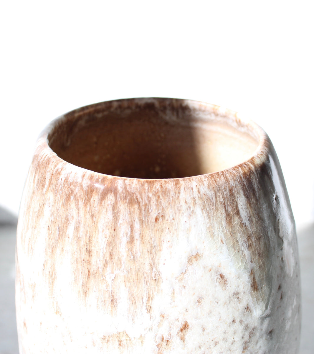 Conical Vase / White & Mauve Glaze