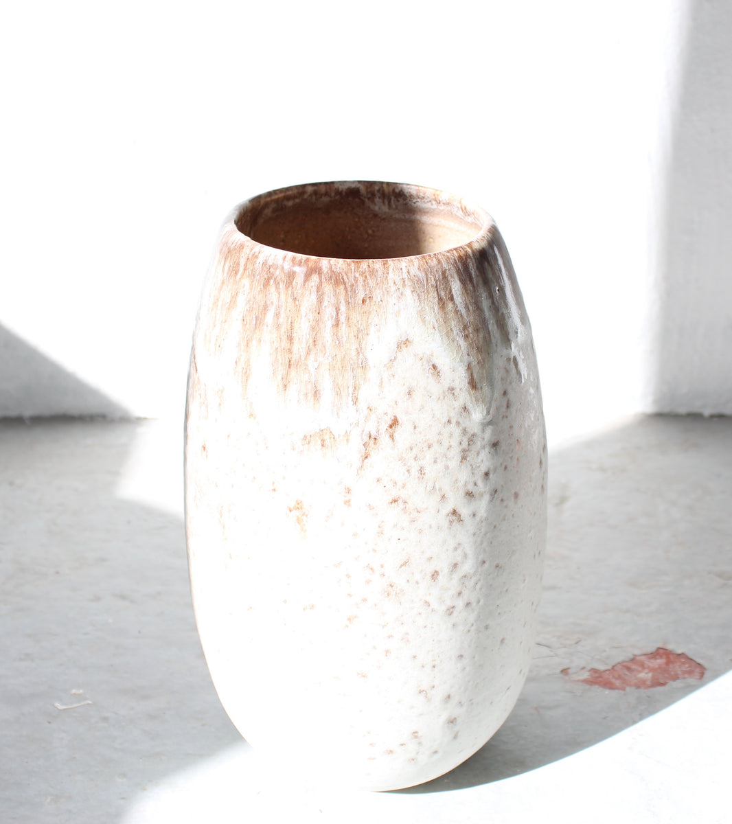 Conical Vase / White & Mauve Glaze