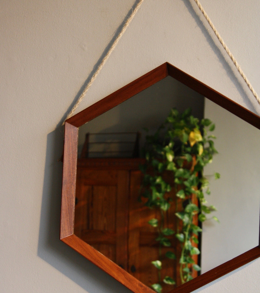 Hexagonal Teak Mirror, / Denmark, C. 1950