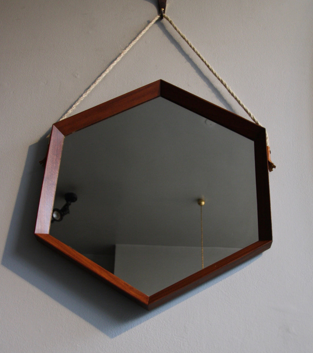 Hexagonal Teak Mirror, / Denmark, C. 1950
