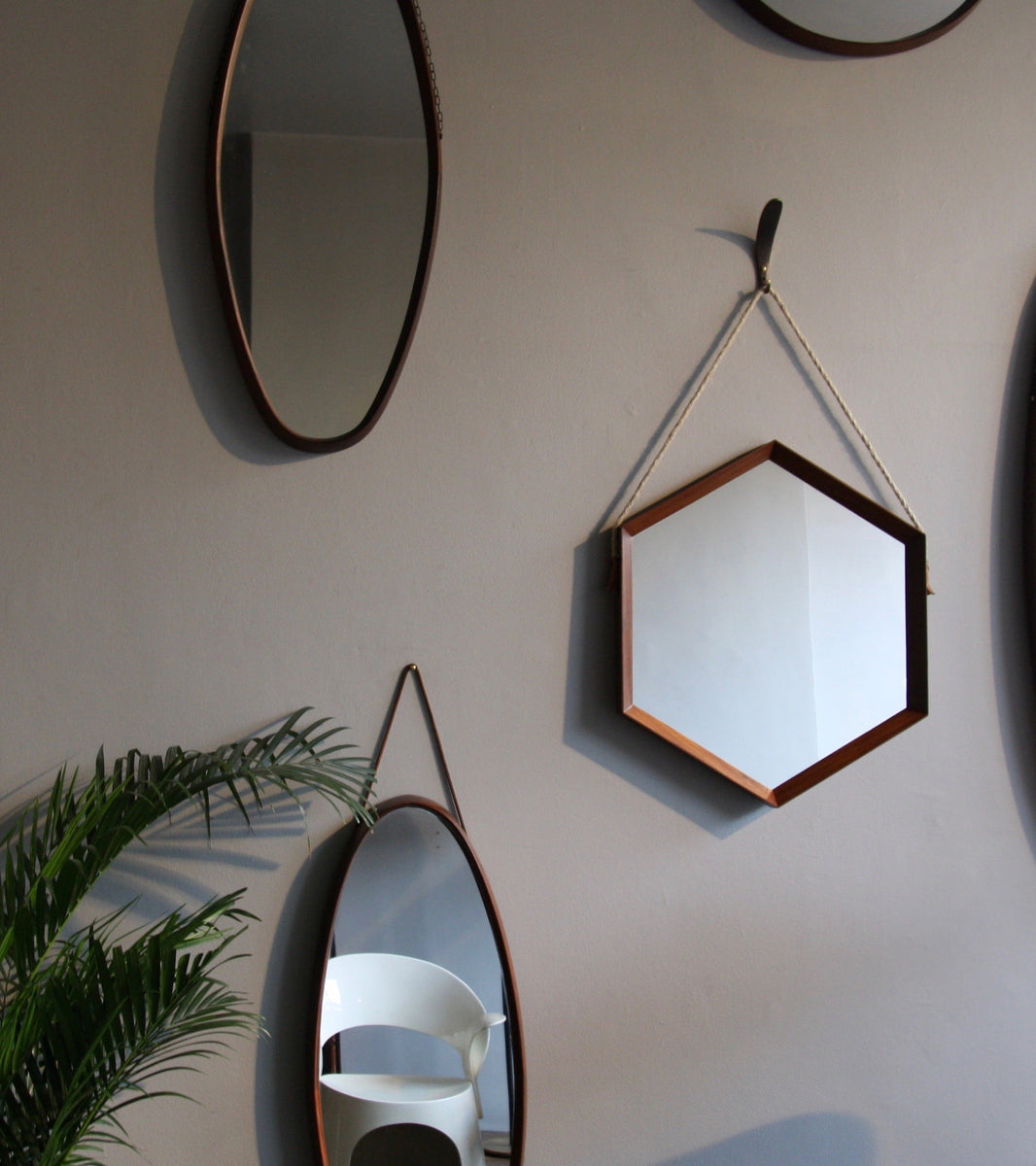 Hexagonal Teak Mirror, / Denmark, C. 1950