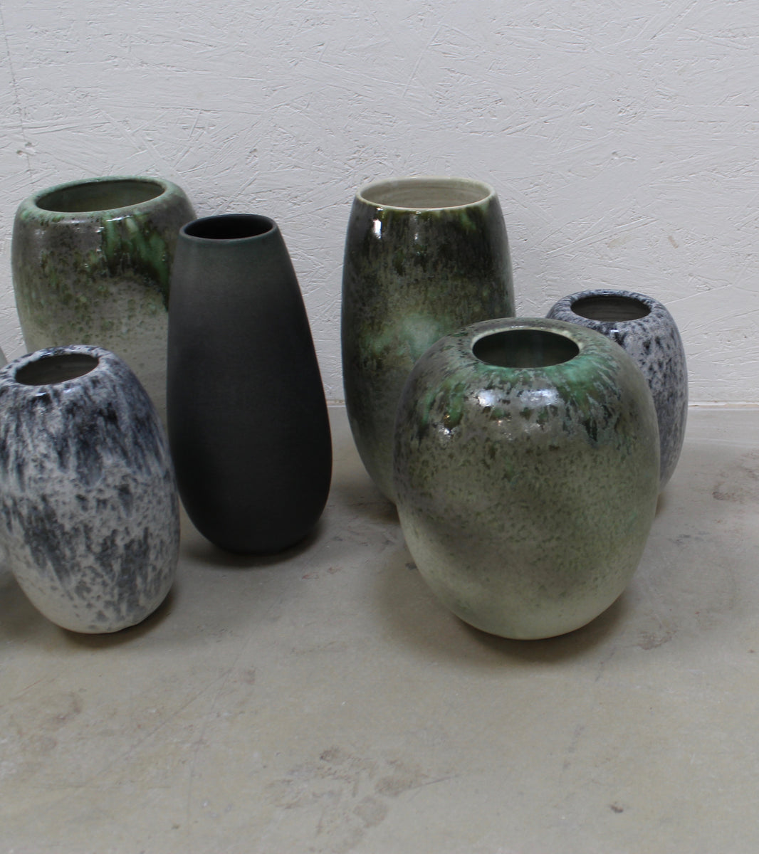 Rotund Vase <br> Grey & Green Glaze