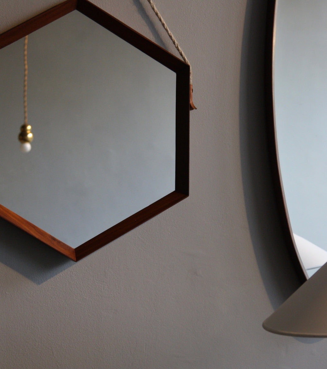Hexagonal Teak Mirror, / Denmark, C. 1950
