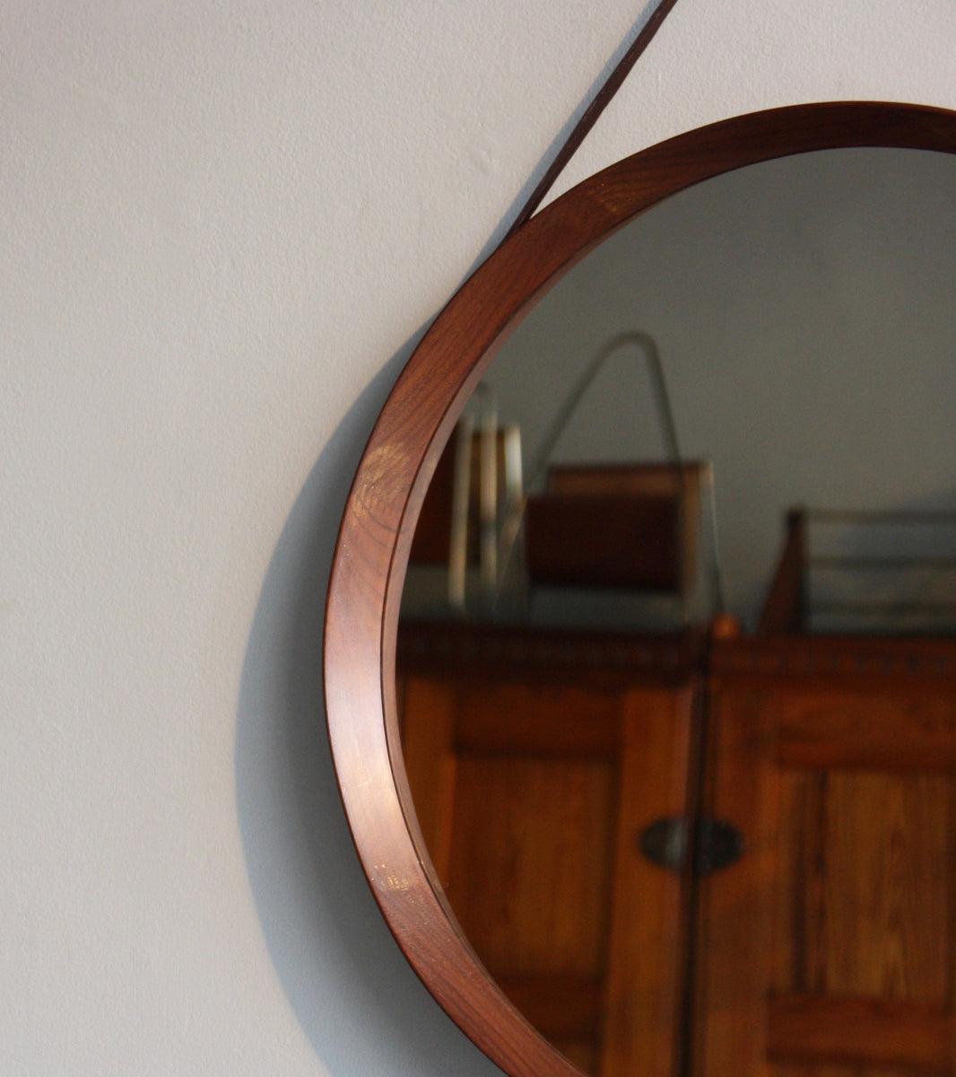 Round Teak Mirror, Denmark, C.1950