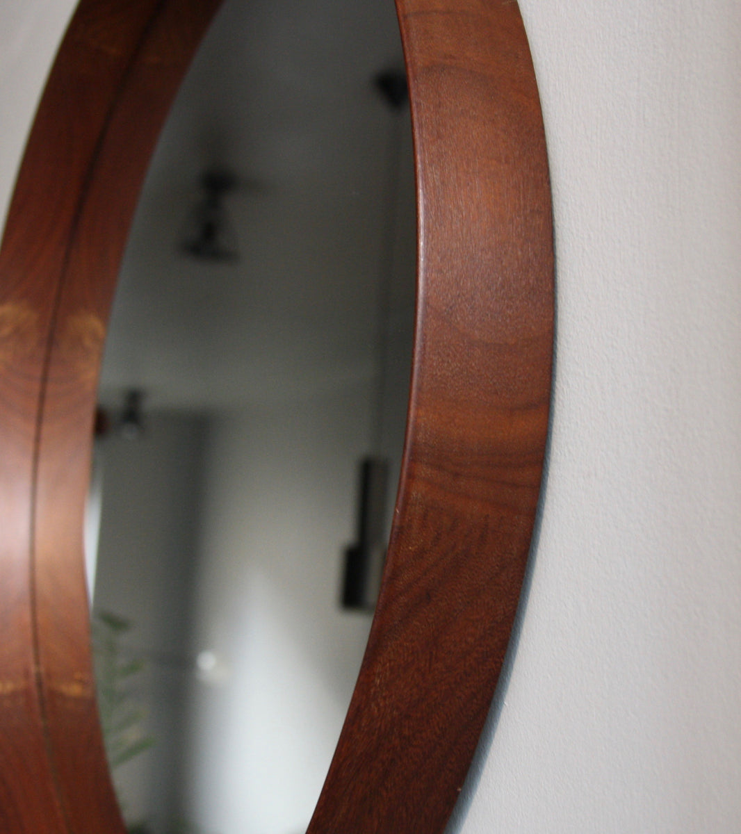 20th Century Round Teak Mirror, Denmark, C.1950