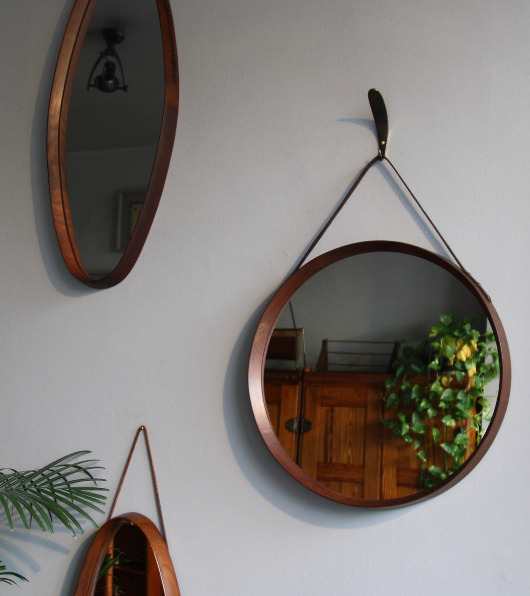 Round Teak Mirror, Denmark, C.1950