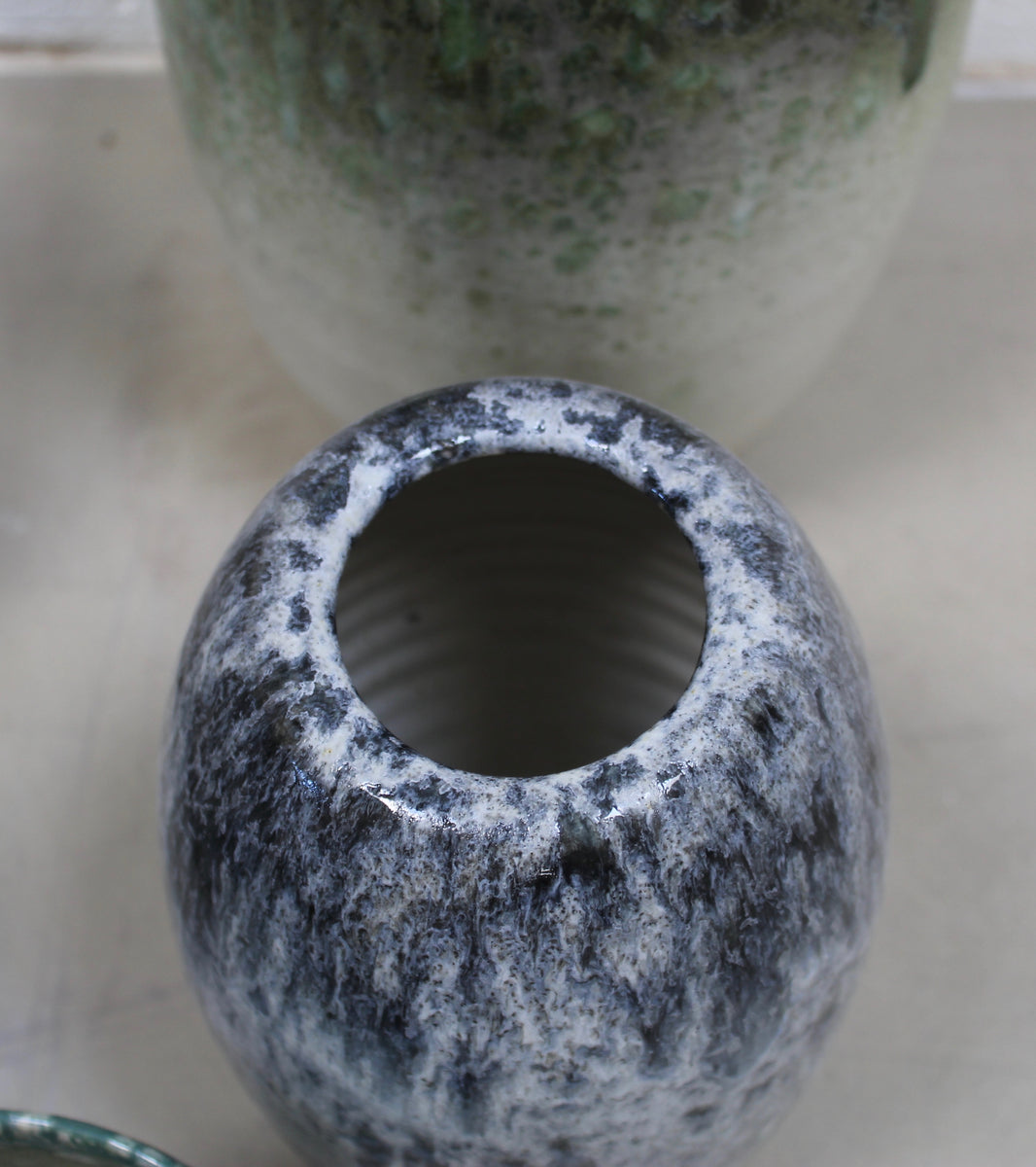 Ovoid Vase <br> White & Blue Glaze