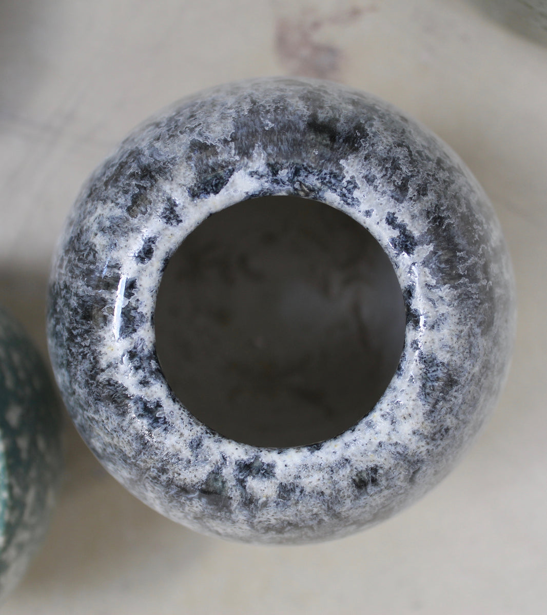 Ovoid Vase <br> White & Blue Glaze